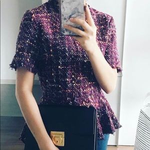 Zara tweed peplum top.